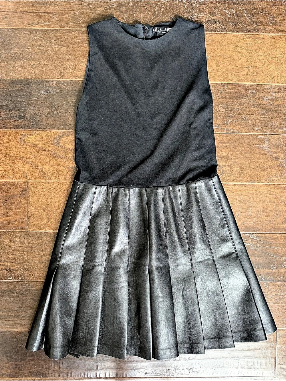 alice + olivia Ella Combo Faux Leather Sleeveless Dress Mini Dress Size 6